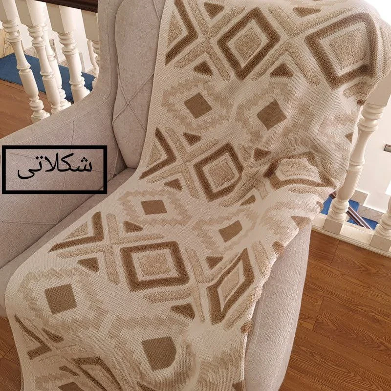 شال مبل و تخت مدل پانچدوزی سایز 142×175 سانتیمتر