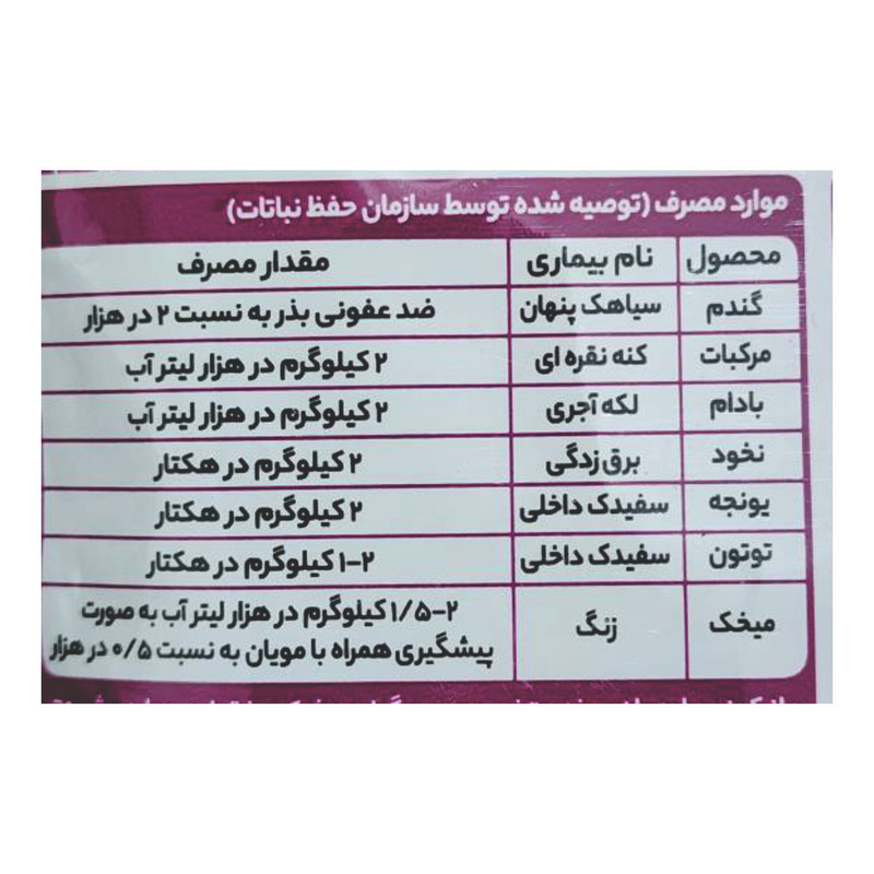 قارچ‌کش مانکوزد آریا شیمی مدل مانکوزب وزن 100 گرم
