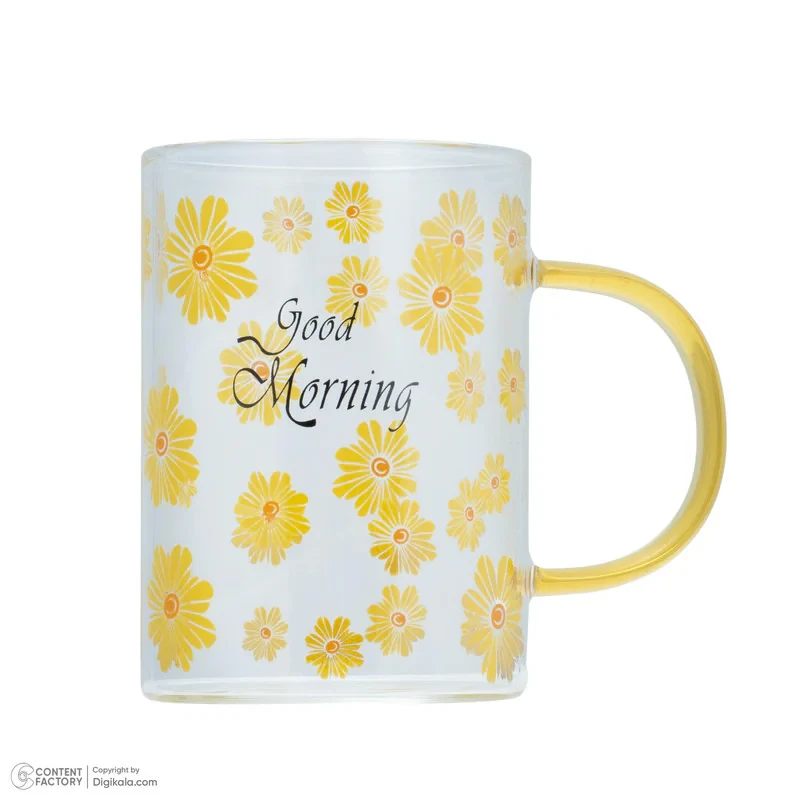 لیوان مدل پیرکس طرح Good morning گل دار