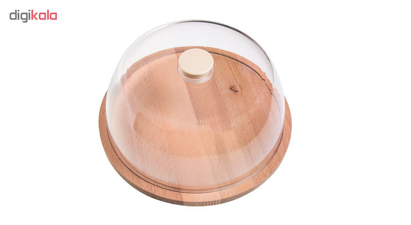 کیک‌خوری یک طبقه چوبی با درب پلاستیکی شفاف کد 403، قطر 29cm و ارتفاع 13.5cm