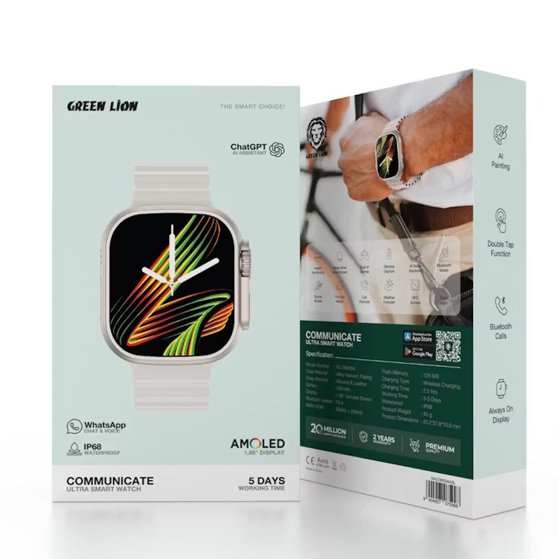 ساعت هوشمند 44 میلی متری گرین لاین مدل EMD COMMUNICATE ULTRA GNCOMSWABK بند سیلیکون