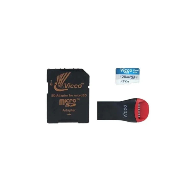 کارت حافظه micro SDXC ویکومن مدل 633X Plus کلاس 10 استاندارد UHS-I U3 سرعت 90MBS ظرفیت 128 گیگابایت به همراه کارت خوان