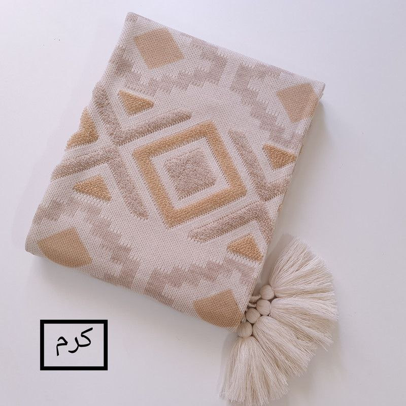 شال مبل و تخت مدل پانچدوزی سایز 142×175 سانتیمتر