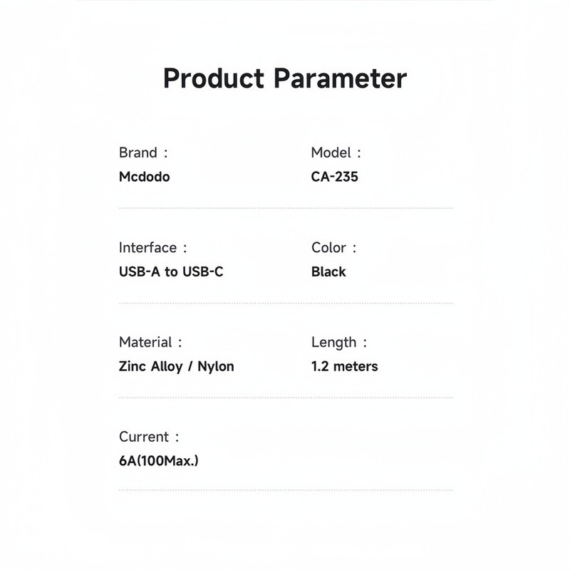 کابل تبدیل USB به USB-C مک دودو مدل CA-235 طول 1.2 متر