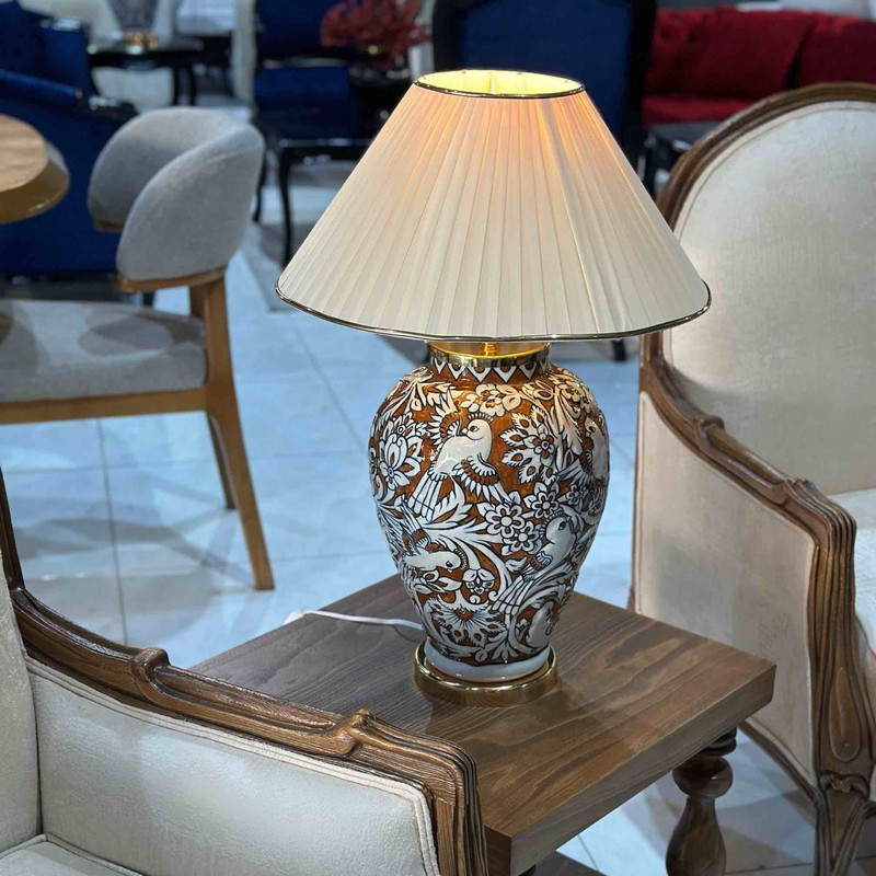 آباژور سفالی مدل برجسته گل و مرغ