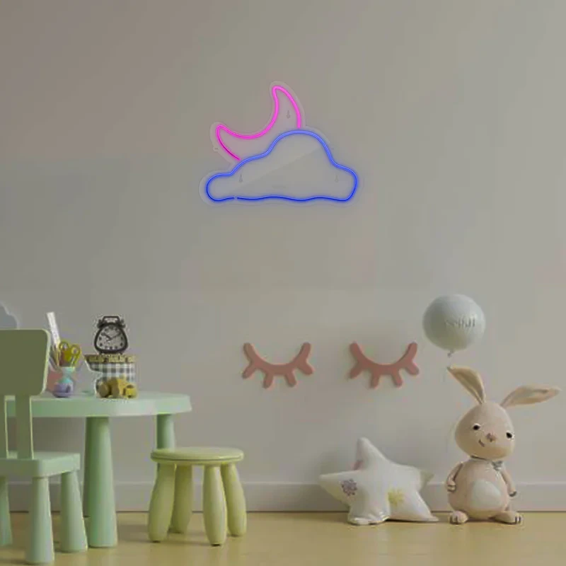 چراغ دیواری نئون دیزاین طرح Cloud-Vs-Moon_MLC