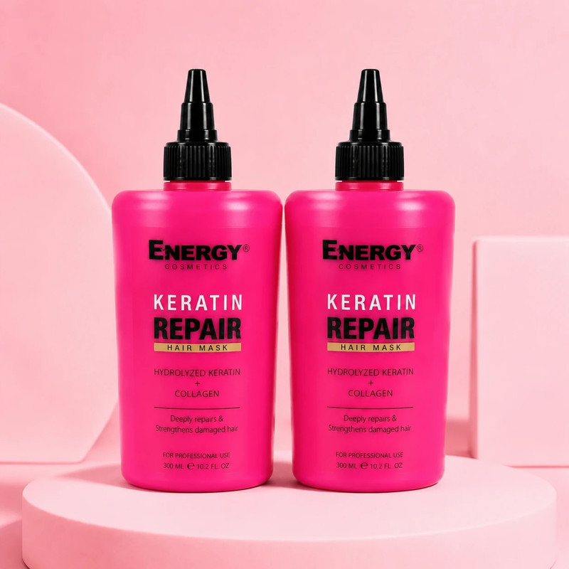 ماسک مو ترمیم‌کننده انرژی کازمتیکس مدل Keratin Repair مناسب موهای آسیب‌دیده حجم 300 میلی‌لیتر بسته 2 عددی