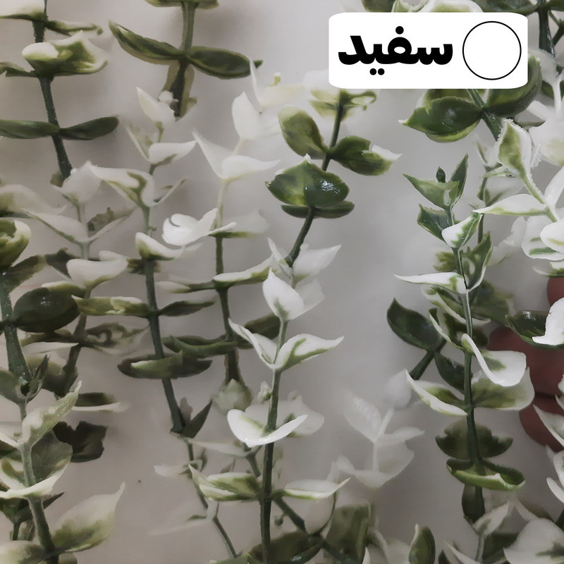 گل مصنوعی آویزی شمشادی ساده ضدآب قابل شستشو مناسب فضای باز و داخلی، ابعاد 20×20×80 سانتی‌متر، وزن 100 گرم، حدود 10 شاخه 60 تا 70 سانتی‌متر