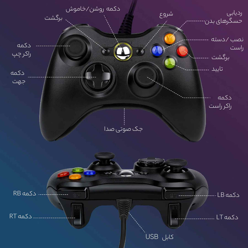 دسته بازی مایکروسافت مدل x17-1544-03 مناسب برای ایکس باکس 360 و ویندوز