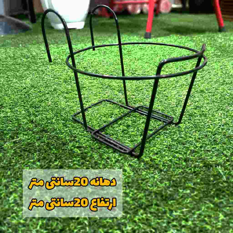 استند گلدان آویزدار آهنی با دهانه 20 سانتی‌متر، ابعاد 5x5x5 سانتی‌متر، وزن 100 گرم (بسته 2 عددی)