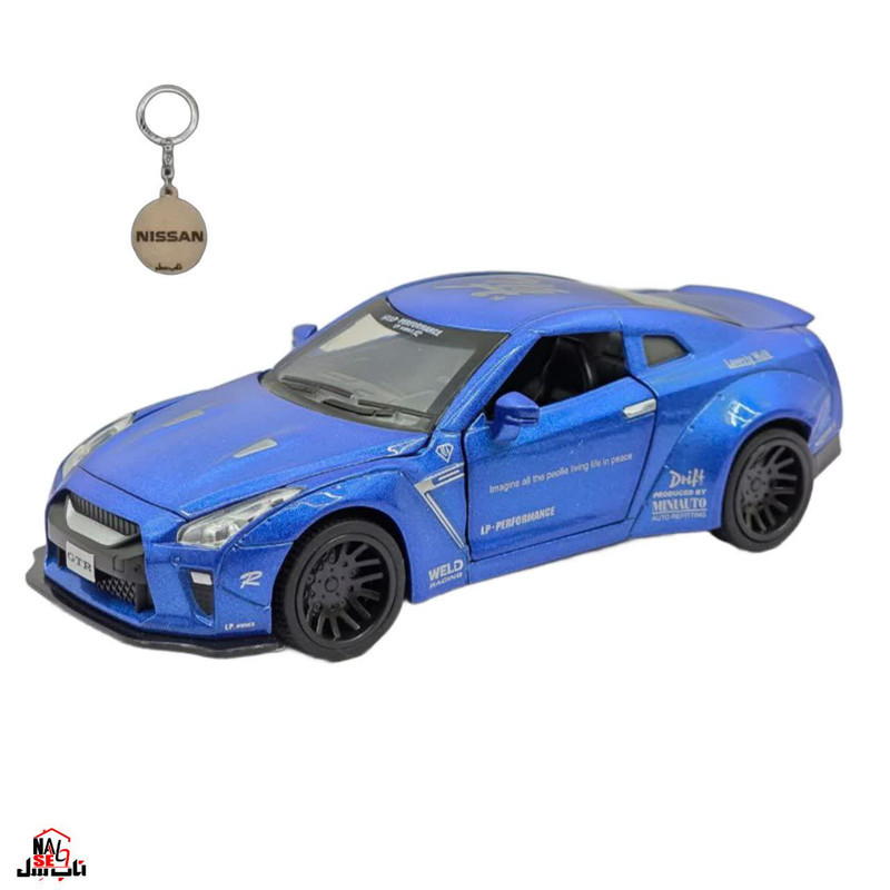 ماکت ماشین ناب سل مدل نیسان جی تی آر فلزی موزیکال چراغدار اسپرت NISSAN GTR SPORT به همراه جاسوییچی