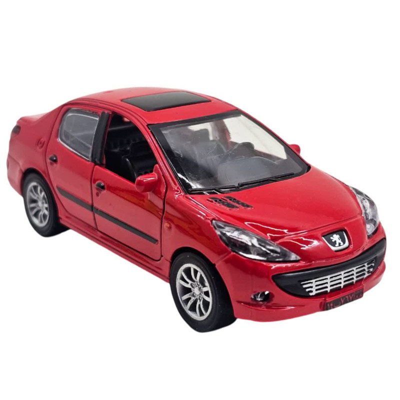 ماشین بازی ناب سل مدل پژو 207 فلزی موزیکال چراغدار عقب کش کد Peugeot 207 metallic musical with pull-back lights