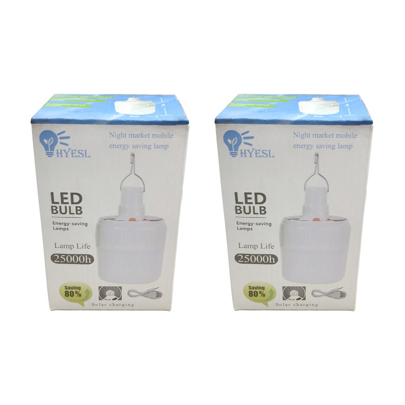 چراغ اضطراری مدل شارژی ریموت دار کد Led-Bulb-2500 مجموعه 2 عددی