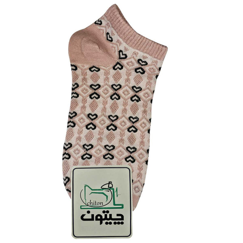 جوراب ساق کوتاه زنانه چیتون مدل قلبدار نخی بسته 4 عددی