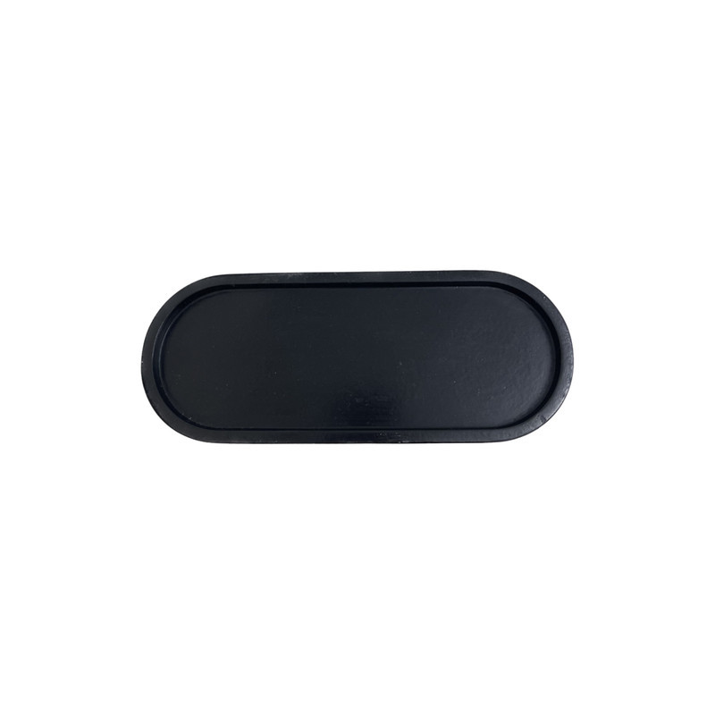 سینی بیضی سنگ مصنوعی از جنس بتن مناسب سرو و پذیرایی، شستشو با دست، ابعاد 22.5×9×1.5 سانتی‌متر، وزن 275 گرم