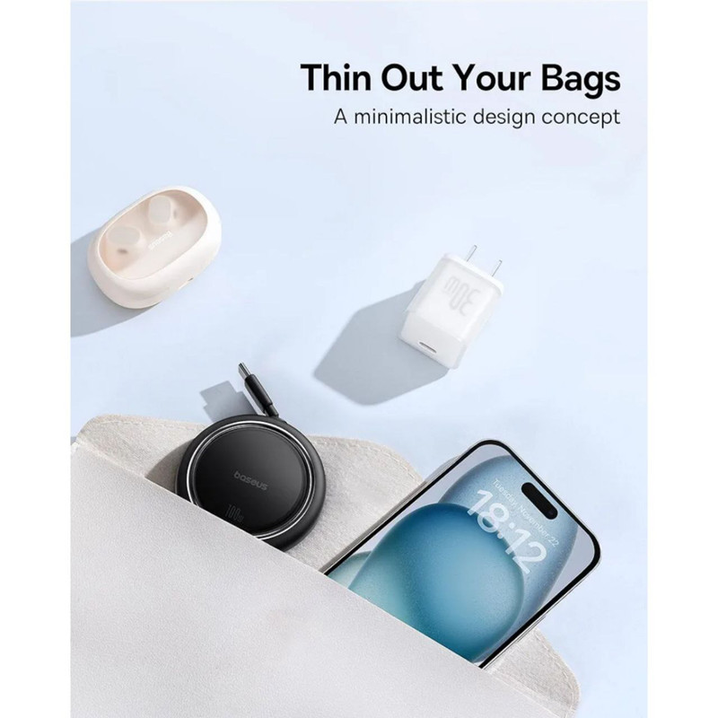 کابل USB-C  بیسوس مدل Free2Draw Mini Retractable 100W طول 1 متر