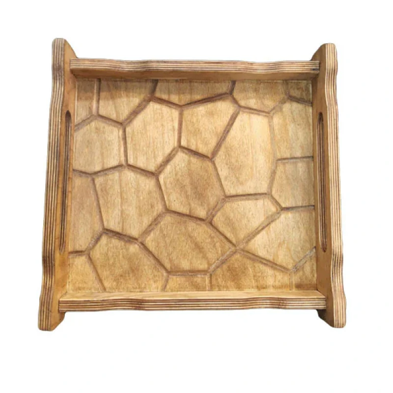 سینی دسته دار طرح چوبی کد 416 سایز 35x20 سانتی متر