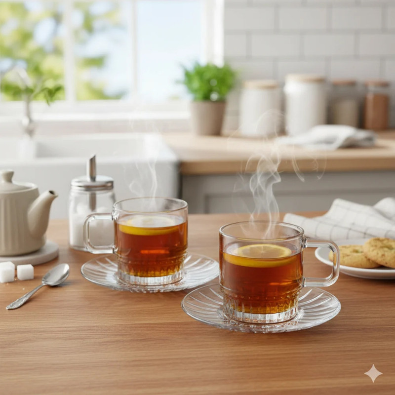 ست فنجان و نعلبکی 12 پارچه مناسب برای 6 نفر دلی مدل Tea and coffee