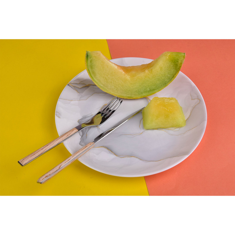ست کارد و چنگال  12 پارچه سی اند اس طرح چوبی