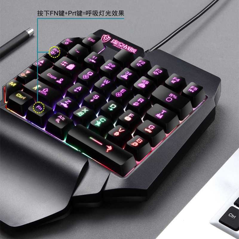 کیبورد گیمینگ شیپادو مدل RGBF6، سوییچ ممبران، Tenkeyless، نورپردازی LED RGB