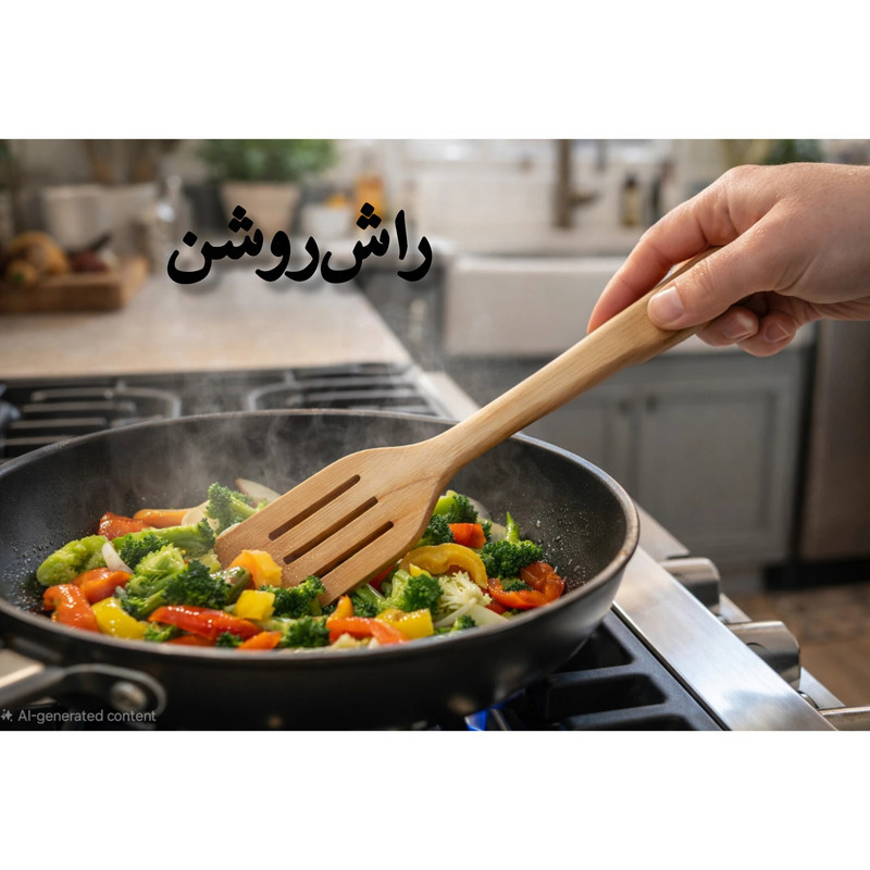 سرویس کفگیر چوبی ۲ پارچه دبلیو اس مدل هایلوکس