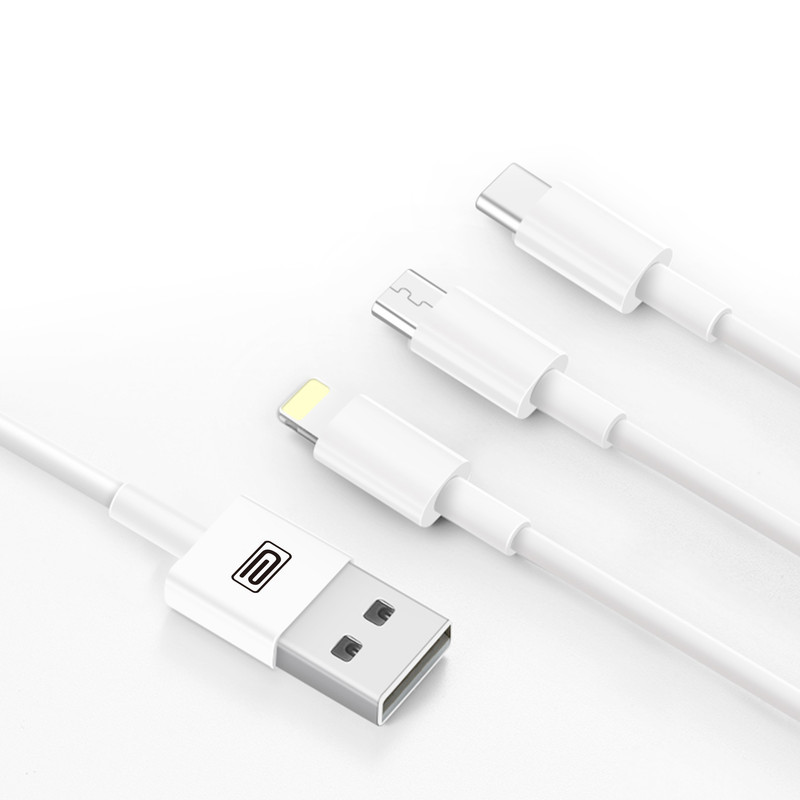 کابل تبدیل USB به USB-C  MicroUSB  لایتنینگ ارلدام مدل EC-IMC018 طول 1.2 متر