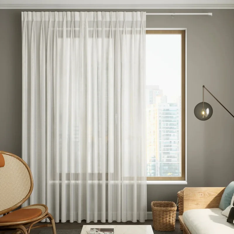 پرده تیکو دکو مدل کتان تور دوخت ساده سایز 280x400 سانتی‌متر