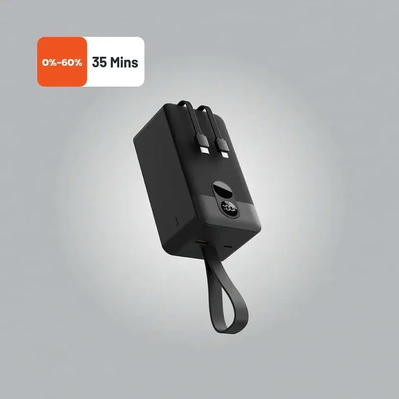 پاوربانک پرودو مدل Integrated Cables ظرفیت 50000 میلی آمپر بر ساعت