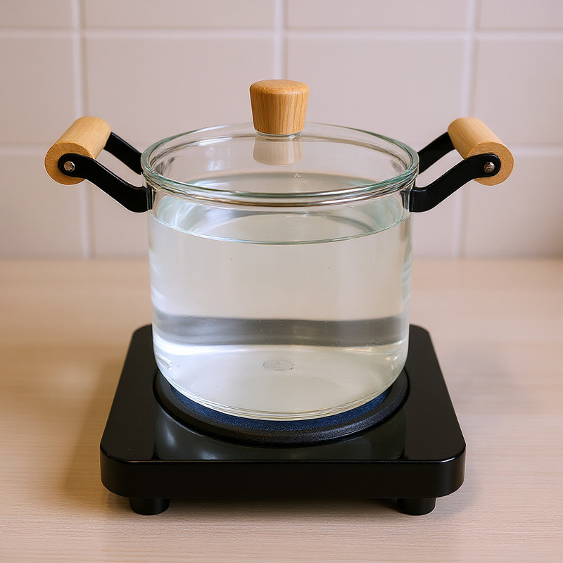 قابلمه پیرکس مدل شعله مستقیم دسته بامبو کد 5.5L سایز 20
