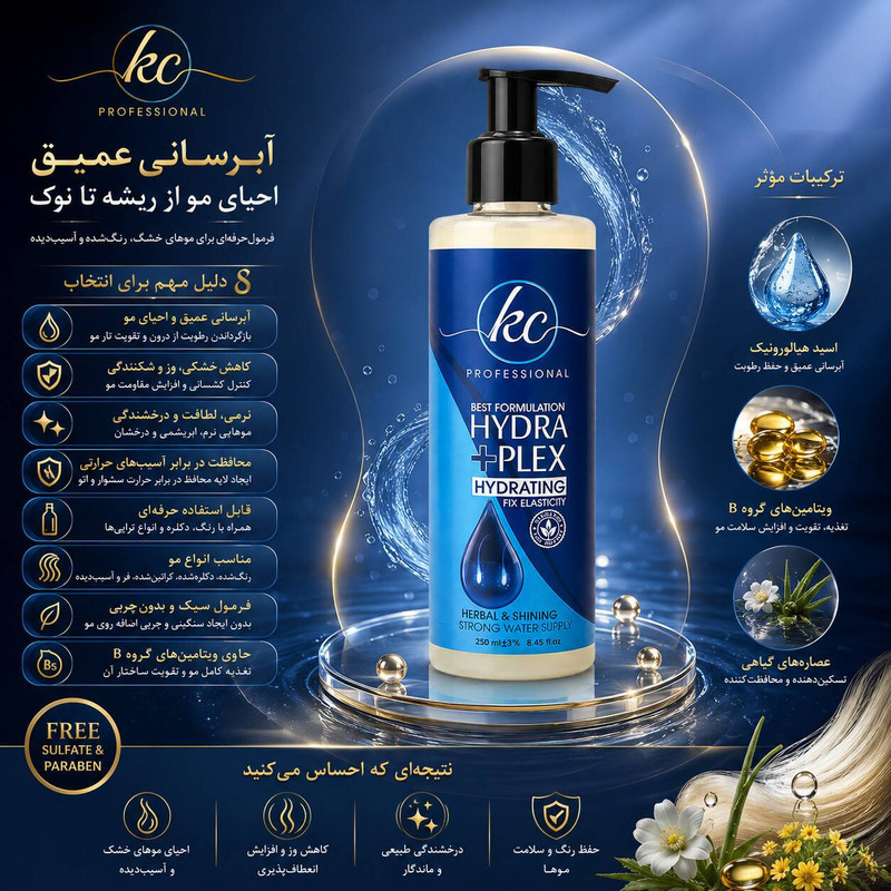 ماسک مو آبرسان کیسی مدل hydra plex مناسب برای موهای رنگ شده حجم 400 میلی لیتر