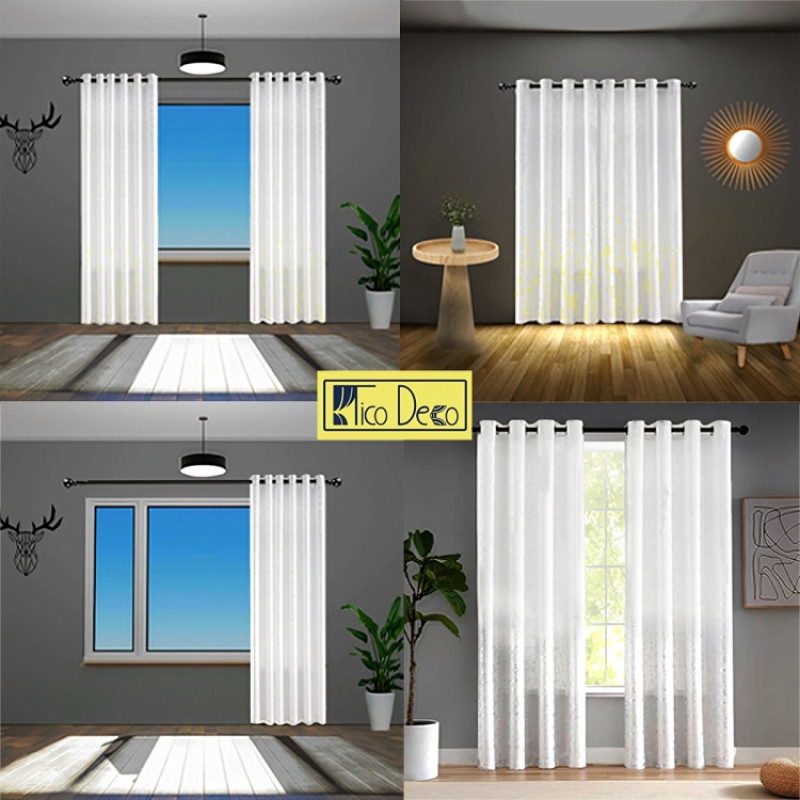 پرده تیکو دکو مدل حریر ژورژت طلاکوب سایز 280x300 سانتی‌متر