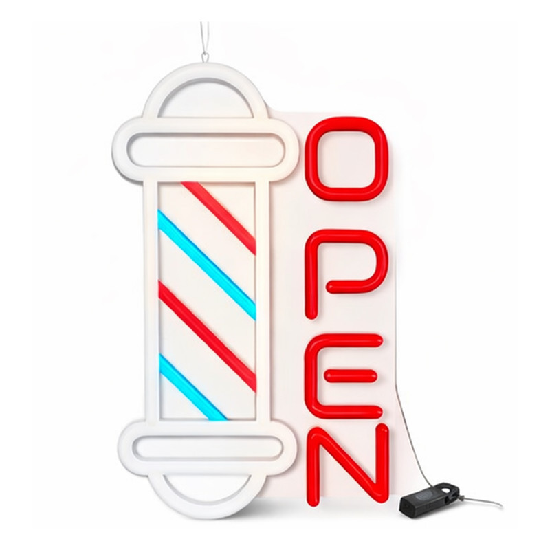 چراغ نئونی طرح Barbershop OPEN کد BA40X25