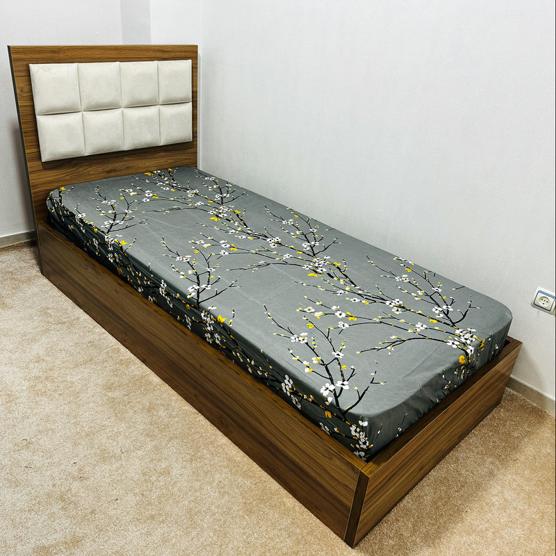ملحفه ناتوسا مدل کشدار شکوفه یک و نیم نفره سایز 120x200 سانتی متر