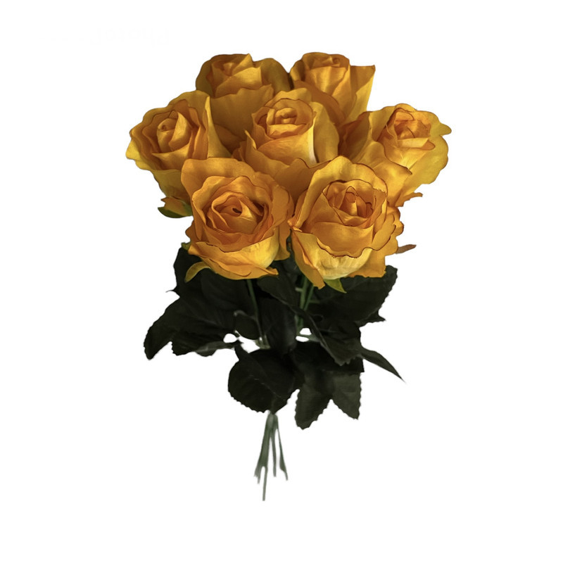 گل مصنوعی رز هلندی پارچه ای قابل شستشو، بسته 7 عددی، با طول شاخه 45 سانتی‌متر و عرض سرگل 5 سانتی‌متر