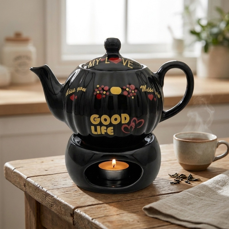 قوری و وارمر قوری مدل صدفی کد 2413xgood گنجایش 500 میلی لیتر