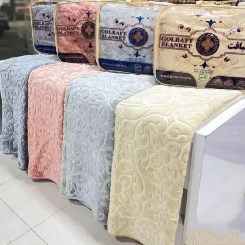 پتو گلبافت مدل الوان برجسته کد 350 سایز 240x220 سانتی متر
