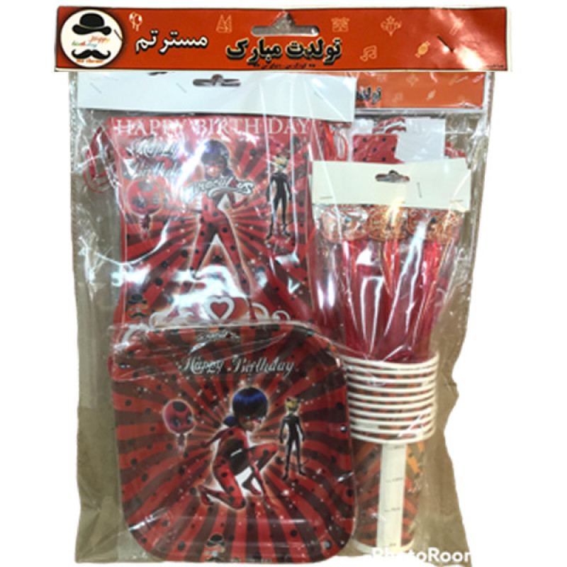 مجموعه ابزار مهمانی مستر تم طرح دختر کفشدوزک پلاس بسته 58 عددی