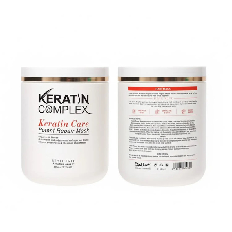 ماسک مو ترمیم کننده کراتین کمپلکس مدل keratin-care مناسب برای انواع مو حجم 800 میلی لیتر
