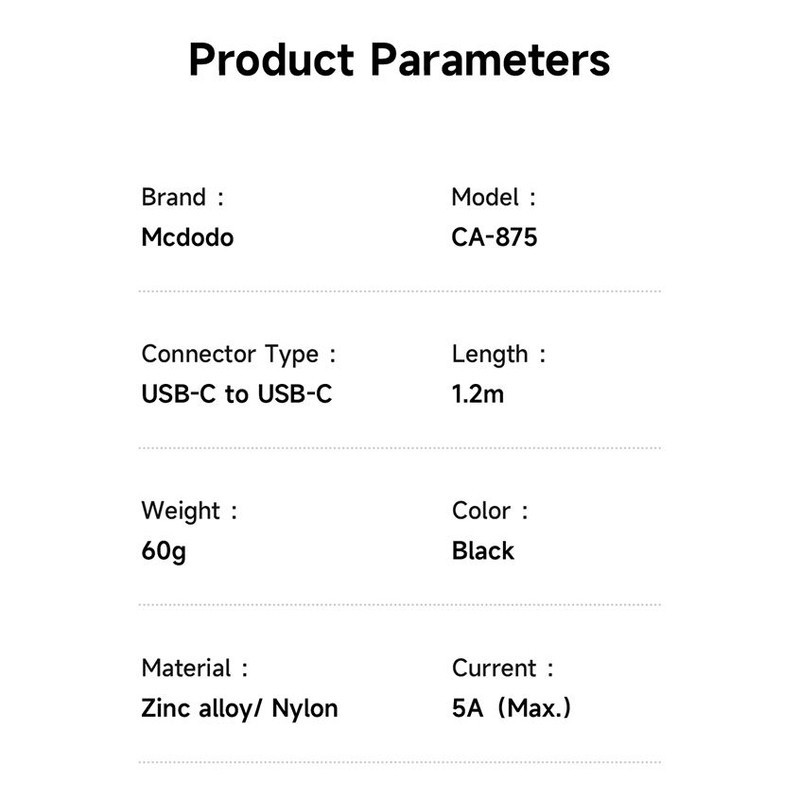 کابل USB-C مک دودو مدل CA-875 طول 1.2 متر