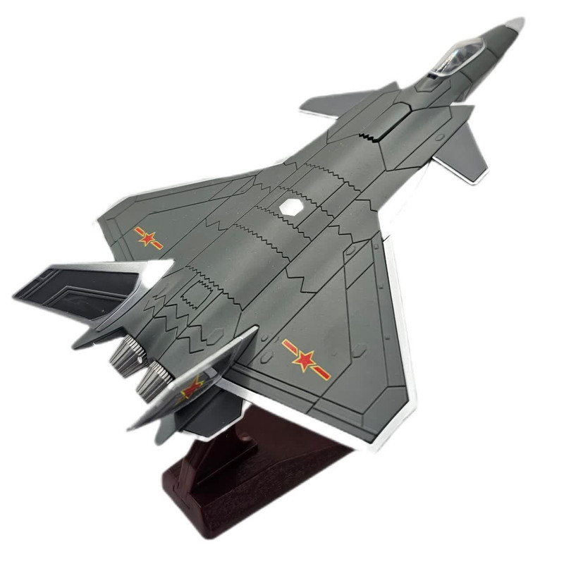 ماکت هواپیما ناب سل مدل جت جنگنده تمام فلز موزیکال چراغدار عقب کش Musical fighter jet with lights chengdu J-20