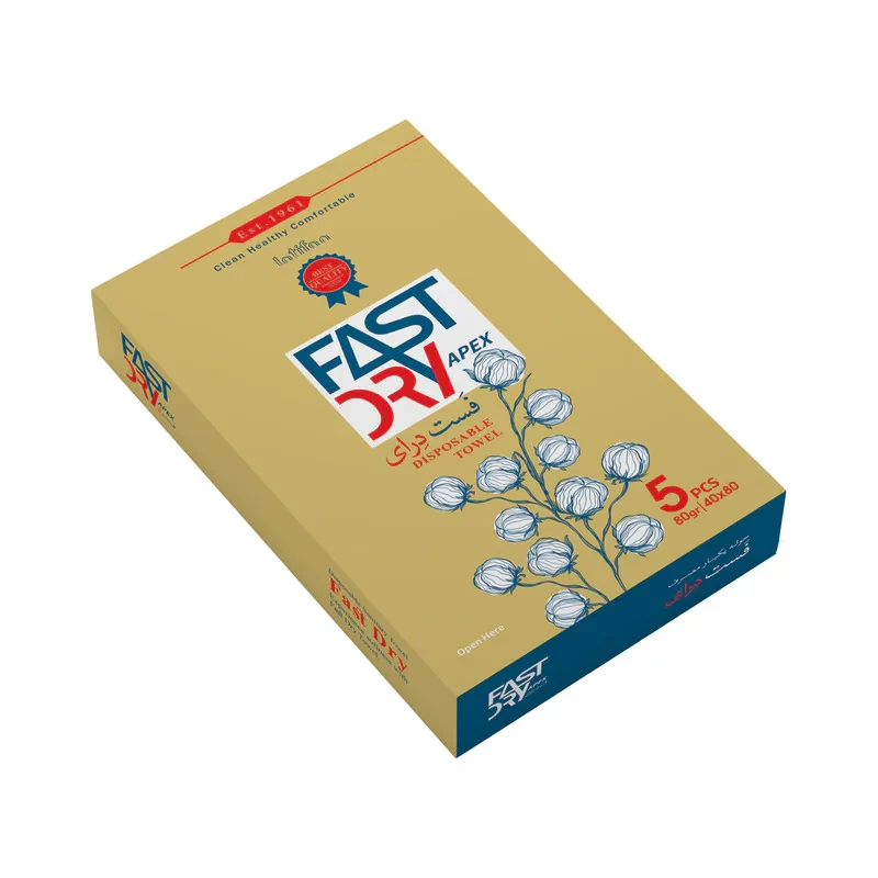 حوله یکبار مصرف فست درای مدل جعبه ای کد 80 سایز 40x80 سانتی متر بسته 5 عددی