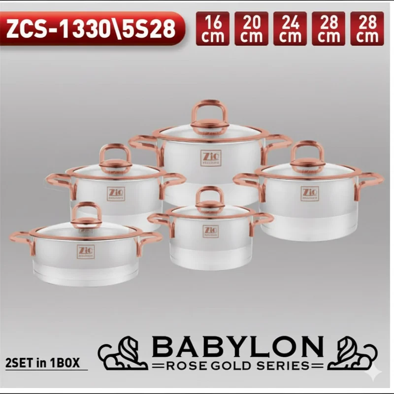 سرویس قابلمه و تابه استیل ۱۰ پارچه بازرگانی زیو مدل  ZCS-1330