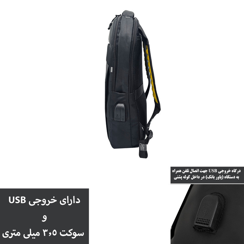 کوله پشتی لپ تاپ سیی 1966 مدل سامسونت مناسب برای لپ تاپ 14.1 تا 15.6 اینچی