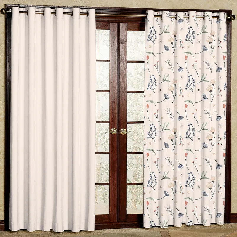 پرده طرح گل زمینه کرم مدل مخمل پانچی کد 2_5405 W سایز 140x220 سانتی متر
