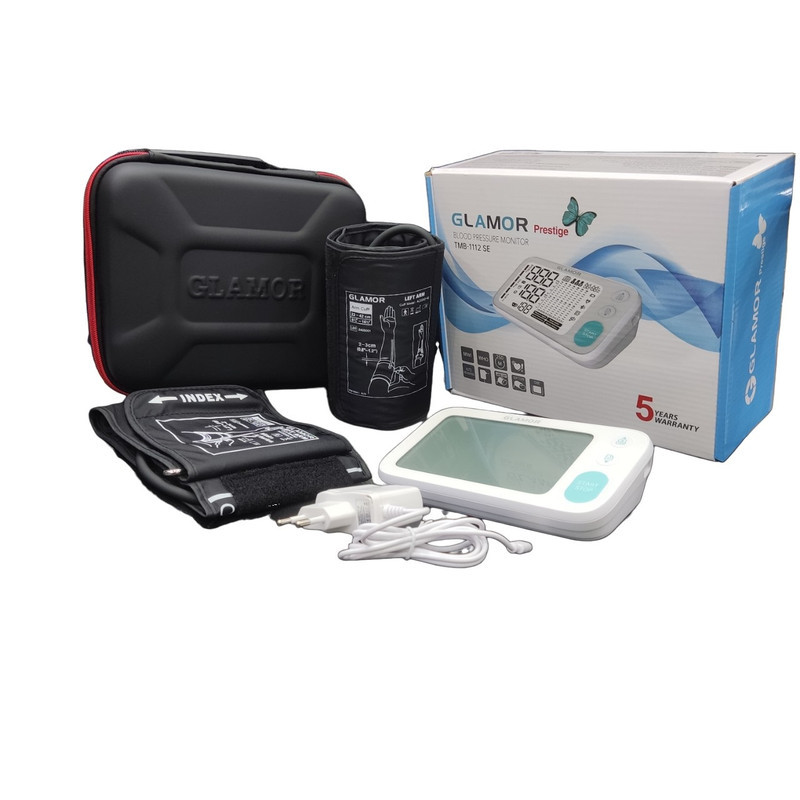 فشارسنج دیجیتال بازویی گلامور مدل TMB-1112 SE با قابلیت اتصال به گوشی، تشخیص ضربان نامنظم و اخطار تکان خوردن، حافظه ذخیره 250 اندازه‌گیری و اعلان صوتی فارسی