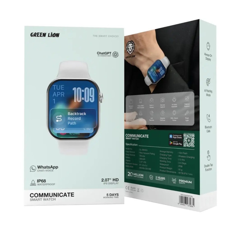 ساعت هوشمند 44 میلی متری گرین لاین مدل EMD COMMUNICATE SMART WATCH GNCO55SWTCBK بند سیلیکون