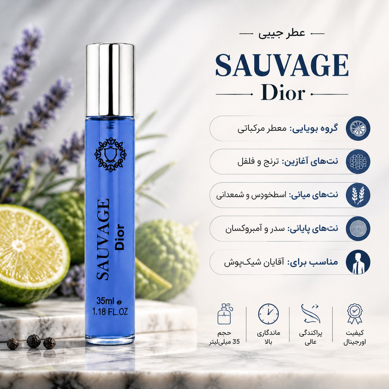 ادو پرفیوم مردانه هارلینگن مدل Sauvage Dior با رایحه خنک حجم 35 میلی لیتر
