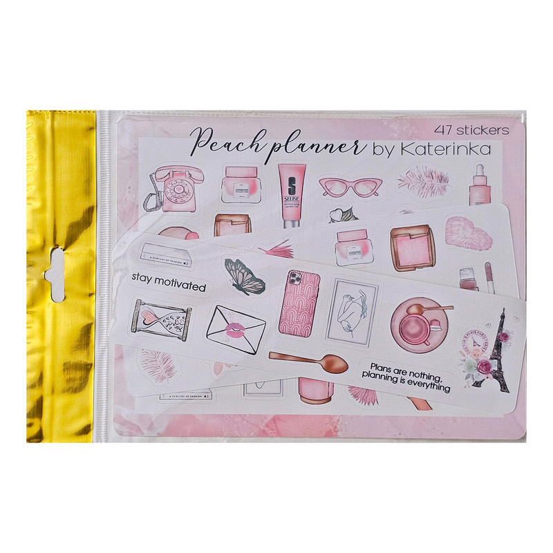 برچسب کاترینکا طرح برش خورده بولت ژورنال و اسکرپ بوک مدل Peach Planner بسته 47 عددی