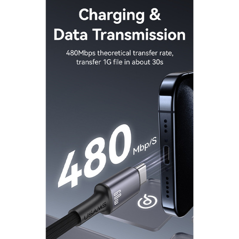 کابل USB-C یوسمز مدل SJ752-60W طول 1.2 متر