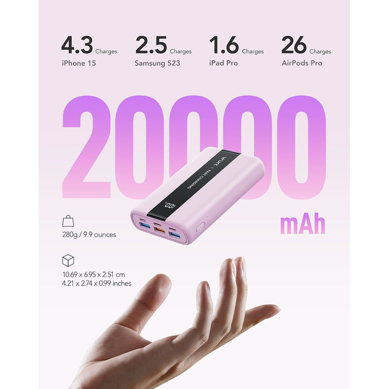 پاوربانک وراوریس مدل T2055 ظرفیت 20000 میلی آمپر ساعت